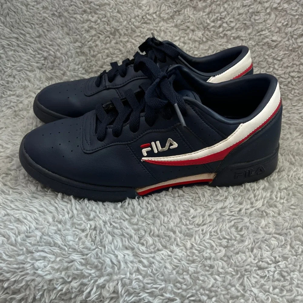 Fila Original Fitness Sneakers Mens 8.5 Navy Blue Red White 11F16LT-460 - Picture 9 of 13